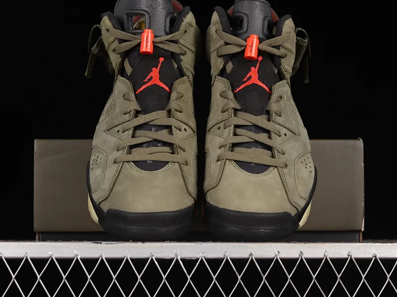 All Categories Air Jordan Jordan Series Basketball Shoes Air Jordan 6 LJR Version Travis Scott x Air Jordan 6 AJ6 TS Joint Pocket Army Green Basketball Shoes CN1084-200